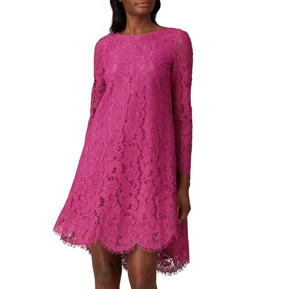 Adam Lippes Magenta Lace Trapez Dress Size 10 Cocktail Romantic Designer $445